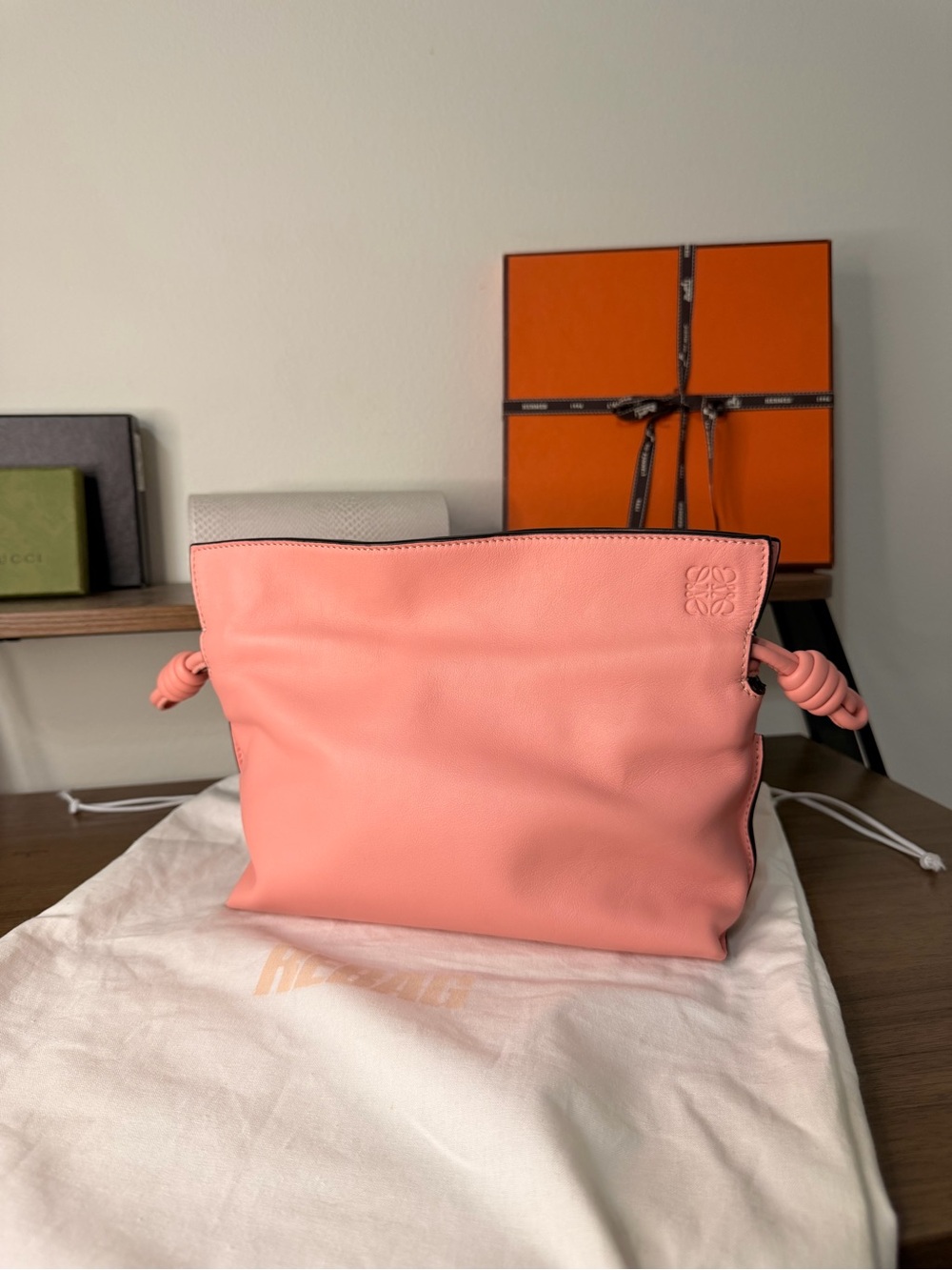 AUTHENTIC - Loewe Mini Flamenco Calfskin Knot Clutch W/ Long Strap